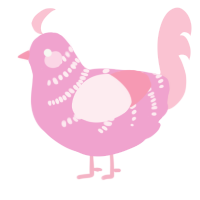 A pink and rose chicken with a half-bar pattern