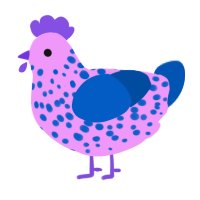 A lavender and ultramarine chicken with a speckle pattern