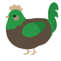 A bark and viridian chicken with a head pattern