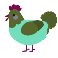 A mint and olive chicken with a head pattern