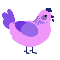 A lavender and blurple chicken with a neck-speckle pattern