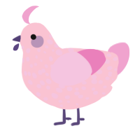 A rose and pink chicken with a speckle pattern