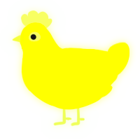 A yellow chicken with a speckle pattern