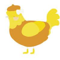 A orange and yellow chicken with a head pattern