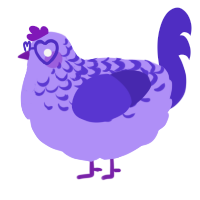 A lilac and indigo chicken with a half-lace pattern
