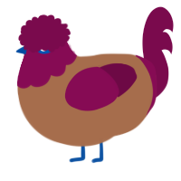 A brown and wine chicken with a head pattern