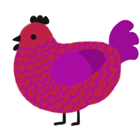 A crimson and plum chicken with a lace pattern