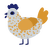 Kaiden, a mist and orange chicken with a speckle pattern