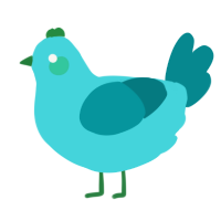 Rubber ball, a aqua and teal chicken