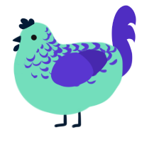 A mint and indigo chicken with a half-lace pattern