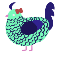 A maroon and lemon chicken with a lace pattern