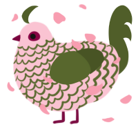 A rose and olive chicken with a lace pattern