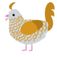 A mist and ochre chicken with a lace pattern