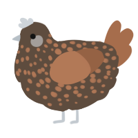 A bark and brown chicken with a speckle pattern