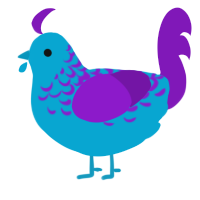 A cerulean and violet chicken with a half-lace pattern