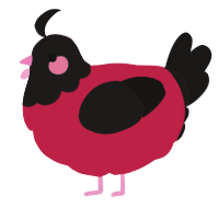A crimson and sable chicken with a head pattern