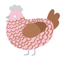 A rose and brown chicken with a lace pattern