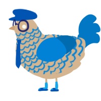 A beige and sapphire chicken with a lace pattern