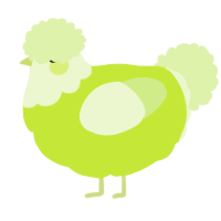 A lime and apple chicken with a head pattern
