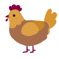 A brown and orange chicken with a head pattern