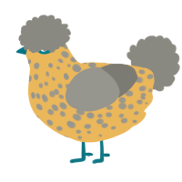 A honey and ash chicken with a speckle pattern