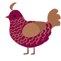 A maroon and brown chicken with a lace pattern
