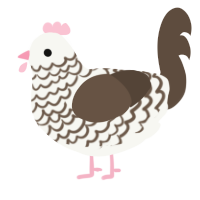 A white and bark chicken with a lace pattern