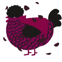 A wine and sable chicken with a lace pattern