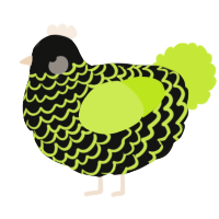 A black and lime chicken with a lace pattern