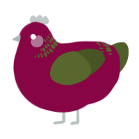 A maroon and olive chicken with a neck-band pattern