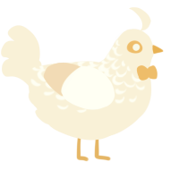 A cream chicken with a half-lace pattern