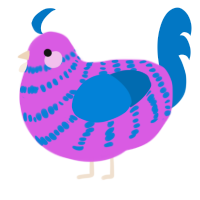 A orchid and sapphire chicken with a bar pattern