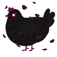 A black and sable chicken with a bar pattern