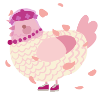 A cream and pink chicken with a lace pattern