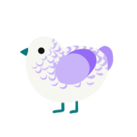 diana, a white and lilac chicken with a half-lace pattern