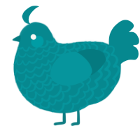 A teal chicken with a lace pattern