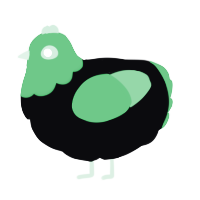 A white and fuchsia chicken with a head pattern