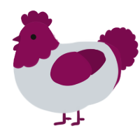A mist and wine chicken with a head pattern