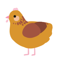 A orange and russet chicken with a neck-speckle pattern
