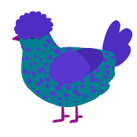 A sea and indigo chicken with a speckle pattern