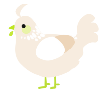 A cream chicken with a neck-speckle pattern