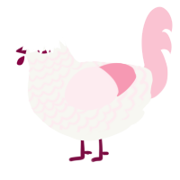 A white and rose chicken with a lace pattern
