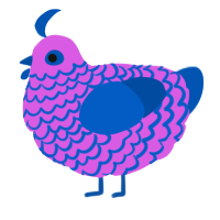 A orchid and ultramarine chicken with a lace pattern
