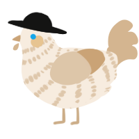 A cream and beige chicken with a bar pattern