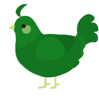 A leaf chicken with a head pattern
