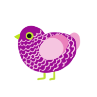 Petal, a plum and pink chicken with a lace pattern