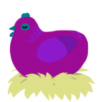 A plum and violet chicken with a neck-band pattern