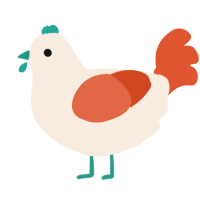 A cream and vermilion chicken