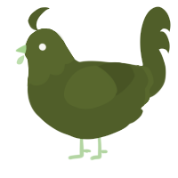 A olive chicken with a head pattern
