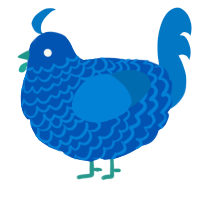 A ultramarine and sapphire chicken with a lace pattern